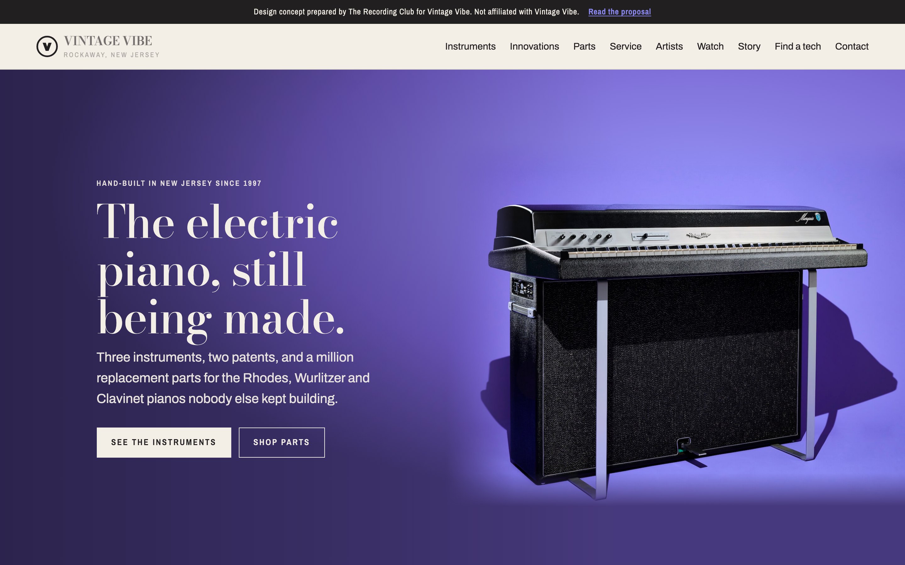 The redesigned Vintage Vibe home page